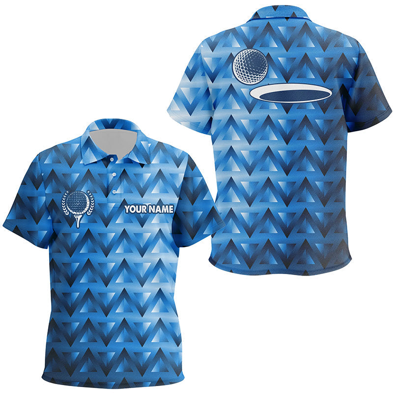 Blue triangle pattern Kid golf polo shirts custom golf tops for Kid, golfing gifts NQS7509