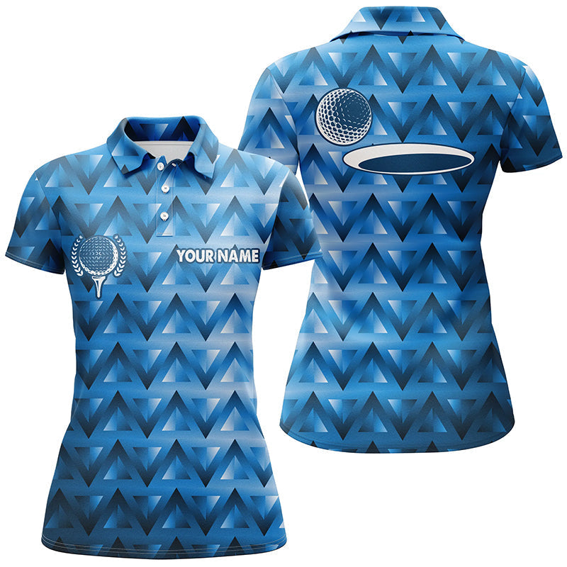 Blue triangle pattern Womens golf polo shirt custom golf tops for ladies, golf gifts NQS7509