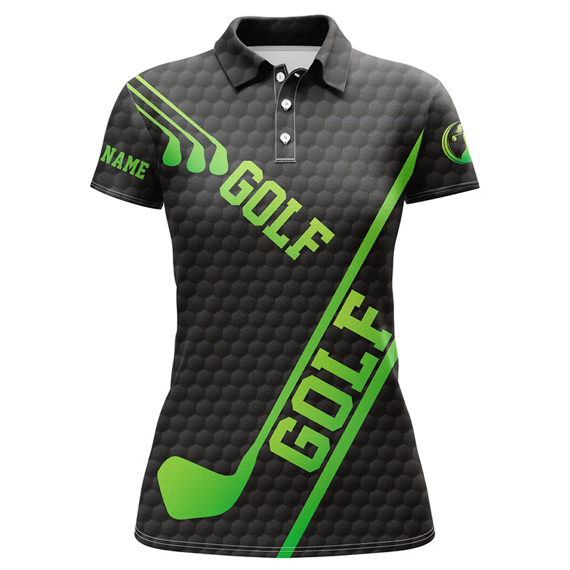 Black golf ball pattern Womens golf polo shirts custom green golf clubs, cool golf gifts NQS7880