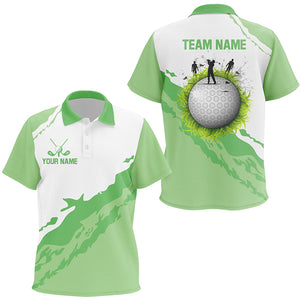 Green and white Kid golf polo shirts custom team golf jerseys, golf attire for Kid NQS6687