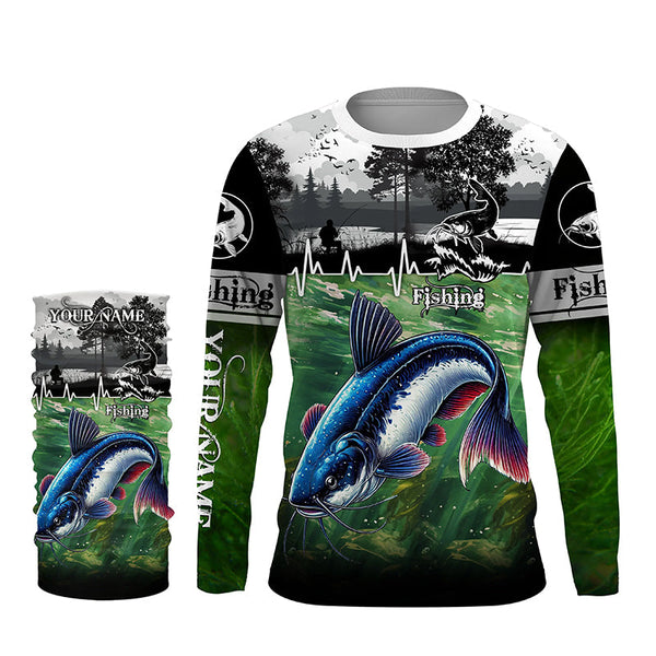 Catfish Fishing UV protection Custom name long sleeves fishing shirt NQS2696