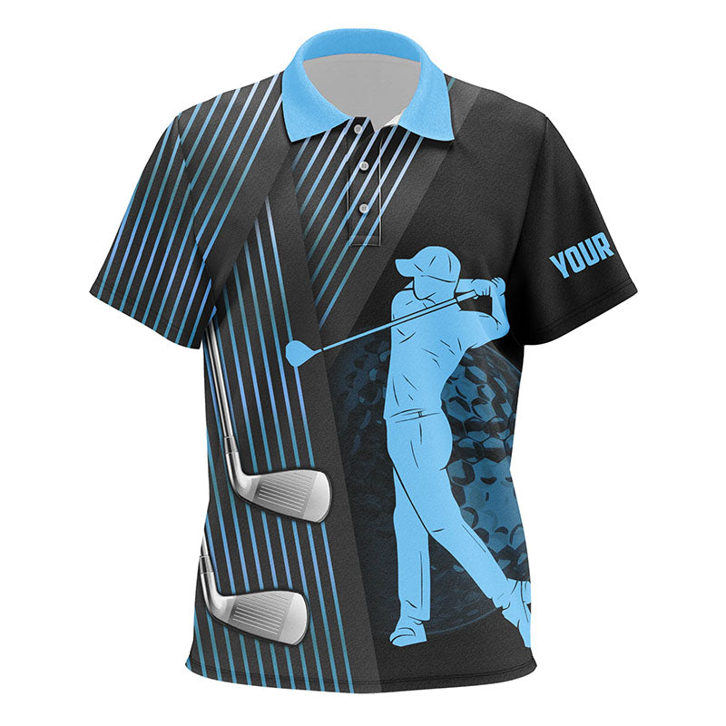 Black and Blue Kid golf polo shirts custom golf clubs team golf shirts, golf tops for children NQS7900