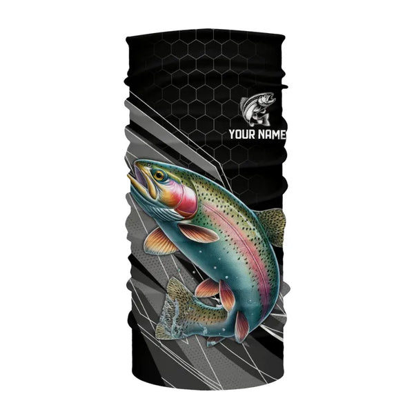 Personalized Black camo Rainbow Trout Fishing Jerseys, Trout Long Sleeve Fishing Tournament Shirts NQS9751
