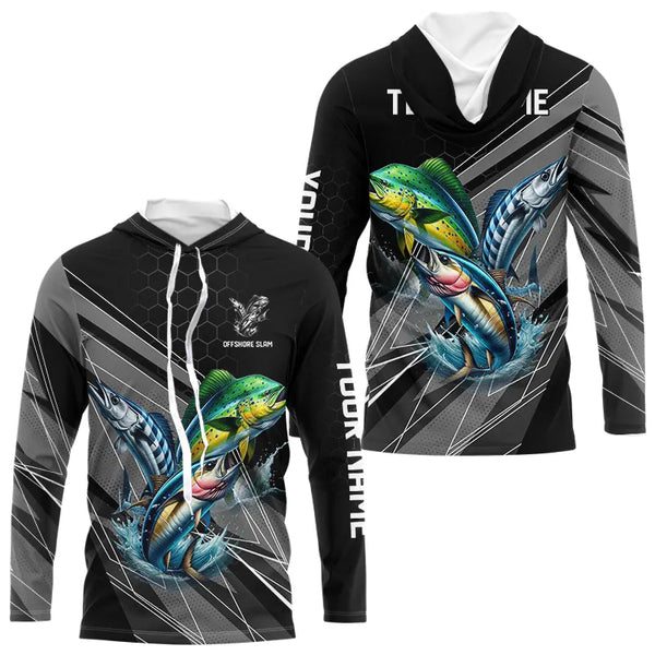 Personalized Black camo Mahi-mahi, Wahoo, Tuna Offshore slam Fishing Jerseys Long Sleeve Fishing Shirt NQS9752