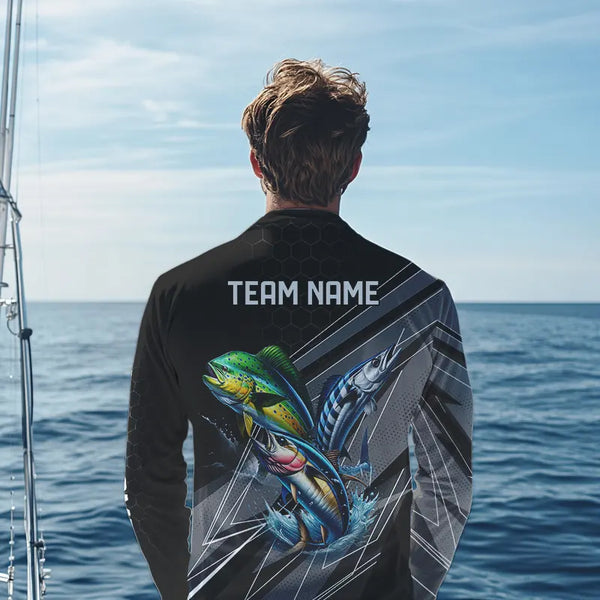 Personalized Black camo Mahi-mahi, Wahoo, Tuna Offshore slam Fishing Jerseys Long Sleeve Fishing Shirt NQS9752