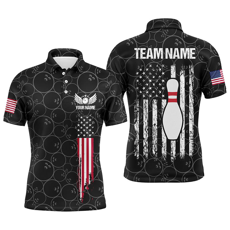 Black retro Mens Bowling Polo Shirts Custom vintage camo American flag team Ladies Bowlers Jerseys NQS6705