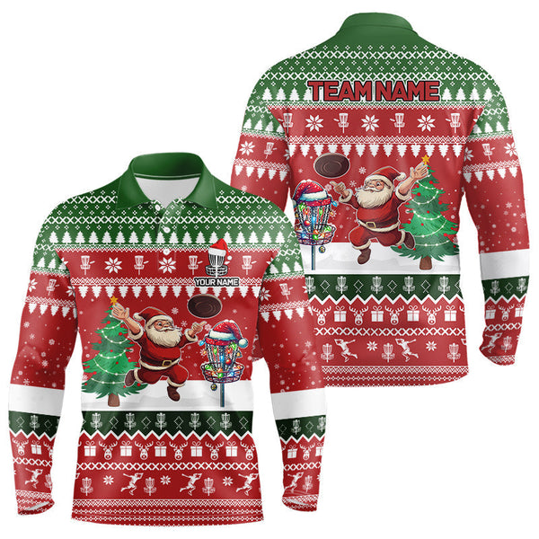 Funny ugly Christmas Santa Mens Disc golf polo shirts Custom Team Name Disc Golf Jersey Xmas Outfit NQS9028
