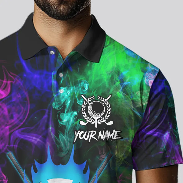 Colorful smoke Skull Golf Polo shirts for Men Custom Team Golf Jerseys, unique golf gifts NQS9610