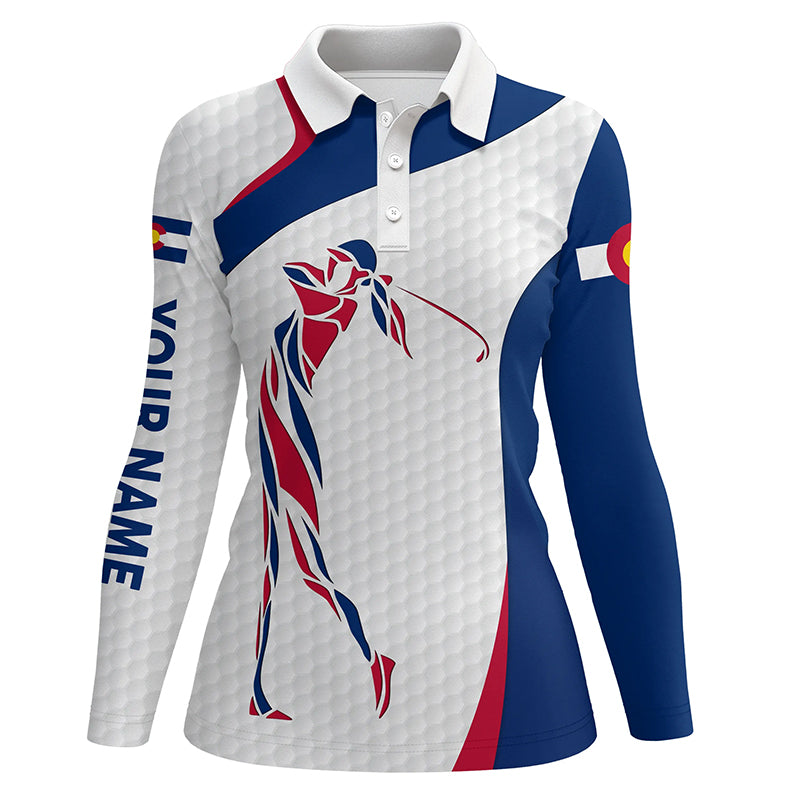 Personalized Colorado flag patriot golf white Womens golf polo shirts custom name golf gifts NQS7352