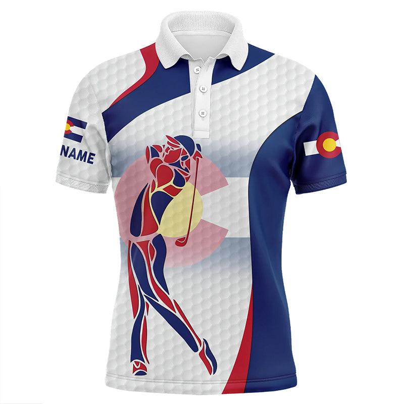 Colorado flag mens golf polo shirts custom patriotic golf shirts for men, unique mens golf apparel NQS7353