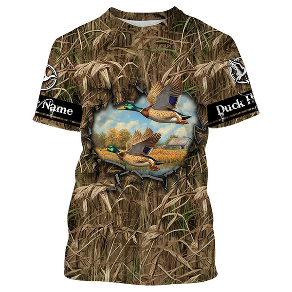 Duck hunt camouflage Customize Name 3D All Over Printed duck hunting Shirts NQS1053