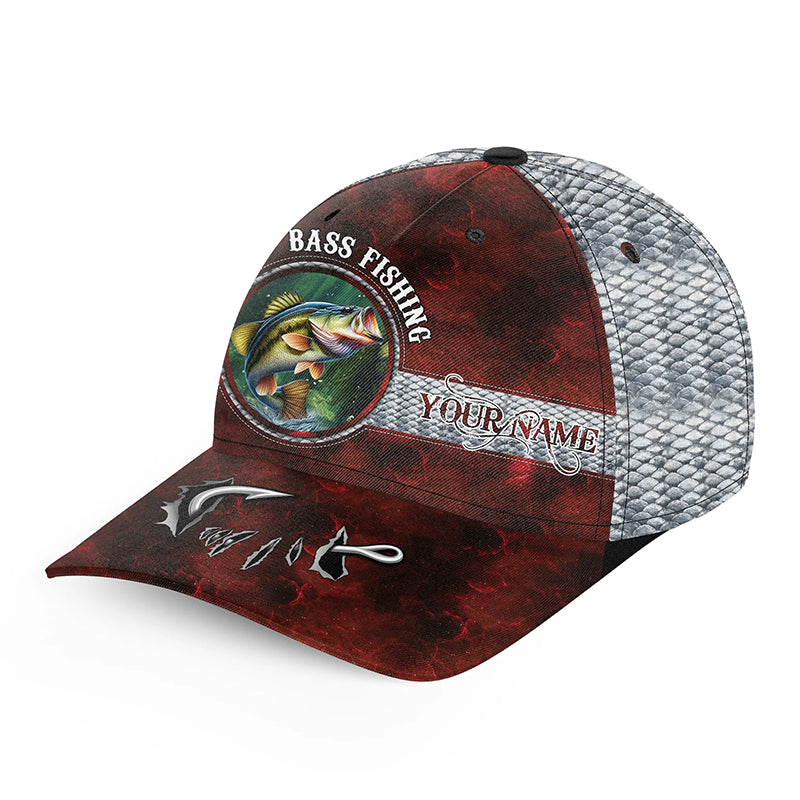 Largemouth Bass fish hook fishing hats for men, women custom baseball –  Myfihu