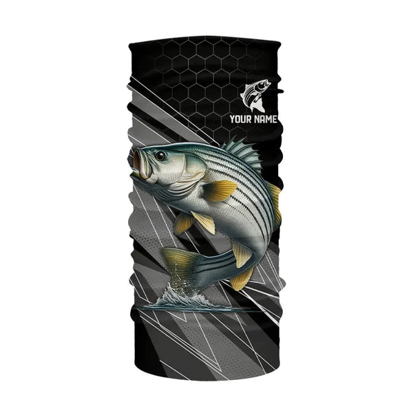 Personalized Black camo Striped Bass Fishing Jerseys, Striper Long Sleeve Fishing Tournament Shirts NQS9282