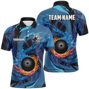 Orange and Blue Flame Camo Bowling Shirts For Men Custom Bowling Team League Jerseys with name NQS8814