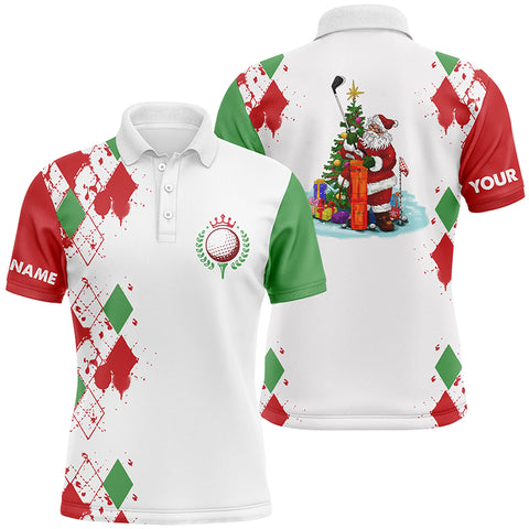 Christmas Mens golf polo shirt custom Christmas Santa Claus white golf shirt for men, team golf jersey NQS6914