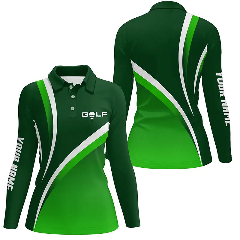 Women golf polo shirts custom name womens golf clothes, tournament golf tops for ladies | Green NQS6919