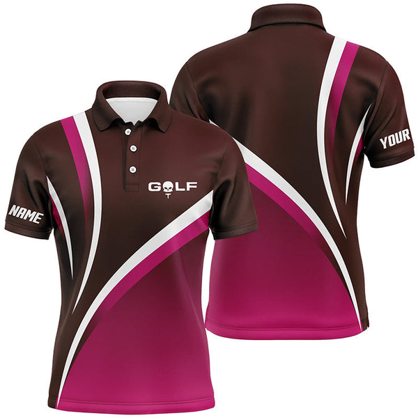Mens golf polo shirts custom name men's golf polos, tournament golf tops for mens | Pink NQS6920