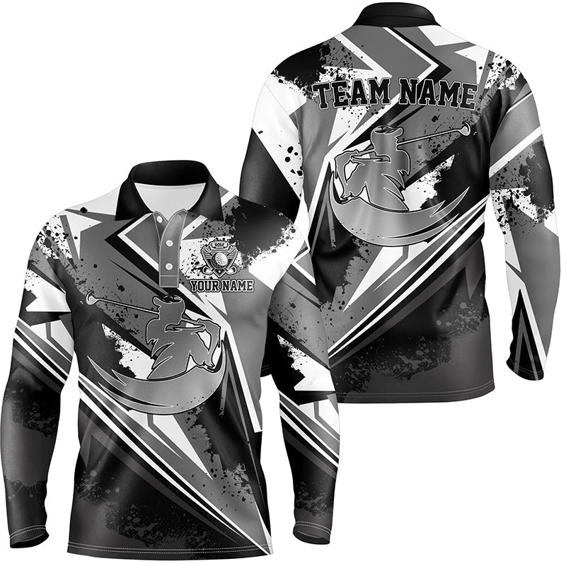 Men golf polo shirt custom black and white male golf attire for men, golf gifts for men NQS7365