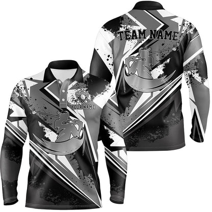 Men golf polo shirt custom black and white male golf attire for men, golf gifts for men NQS7365