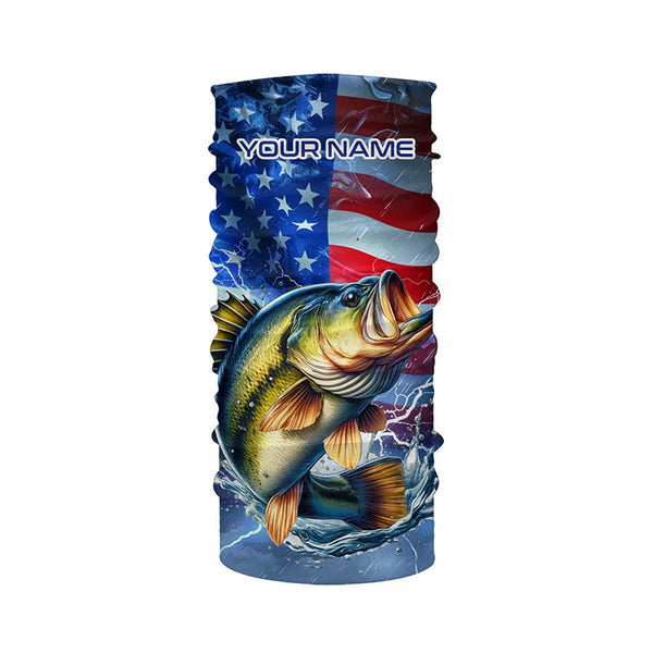 Largemouth Bass fishing American flag Long Sleeve Fishing Shirt custom Lightning Bass fishing jersey NQS7702