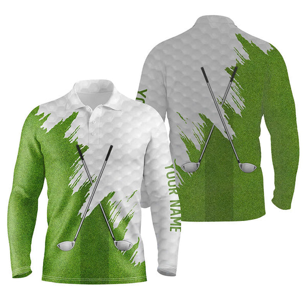 White and green golf clubs custom name mens golf polo shirts team golf shirts for men NQS5589