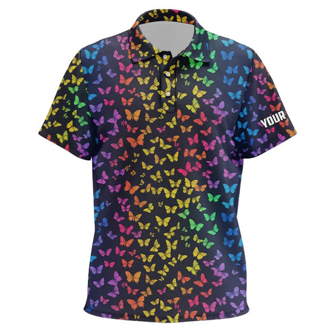 Rainbow Butterflies pattern Kid golf polos shirts custom Butterfly Kid golf clothing NQS9298