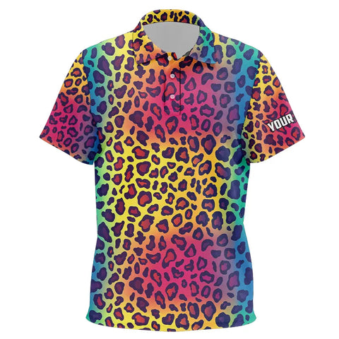 Colorful Rainbow leopard pattern Kid golf polos shirts custom golf attire for Kid NQS9299