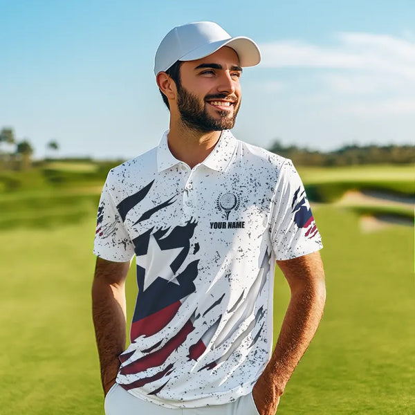 Personalized Texas Flag Grunge pattern Mens Golf Polo Shirts Custom patriotic Texas Golf Team Jerseys NQS9469