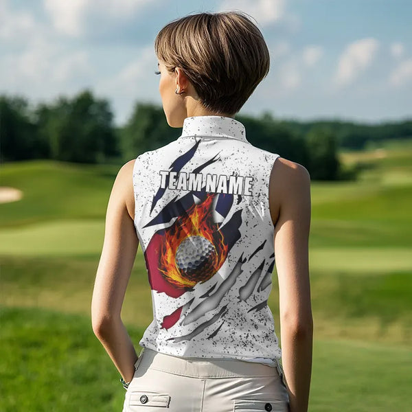 Personalized Texas Flag Grunge pattern Womens Sleeveless Polo Shirt Custom Texas Golf Team Jerseys NQS9469