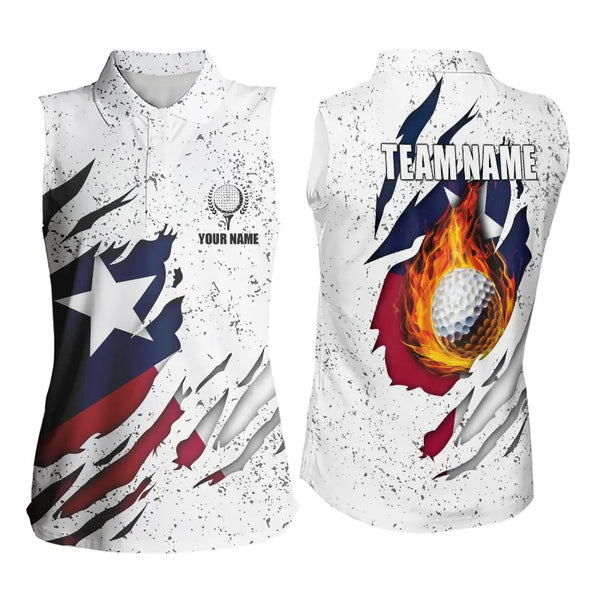 Personalized Texas Flag Grunge pattern Womens Sleeveless Polo Shirt Custom Texas Golf Team Jerseys NQS9469