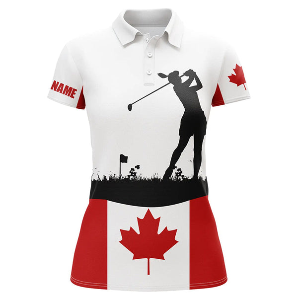 Womens golf polo shirt custom Canadian flag patriotic golf shirt for women, golfing attire female NQS6746
