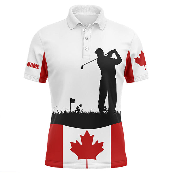 Mens golf polo shirt custom Canadian flag patriotic golf shirt for men, golfing attire male NQS6746