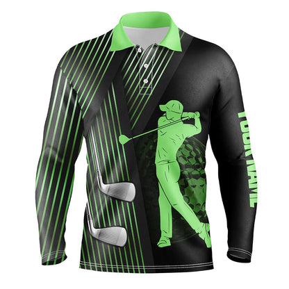 Black and Green Mens golf polo shirts custom golf clubs team golf shirts, golf tops for men NQS7960