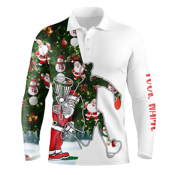 Mens disc golf polo shirts Christmas Santa pattern custom disc golf outfit NQS6750