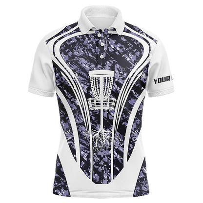 Mens golf polo shirts custom purple camo disc golf basket jersey, disc golf apparel NQS7225