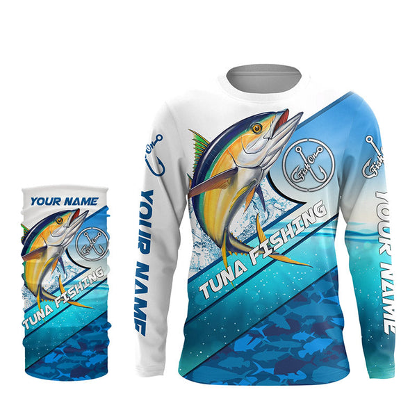 Tuna fishing blue sea camo UV protection long sleeve fishing shirts, custom Tuna fishing jerseys NQS5090