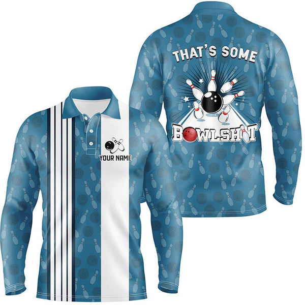 Customized Retro Bowling Team Shirts For Men That's some bowshit Funny Bowling Pattern Jerseys| Blue NQS8608