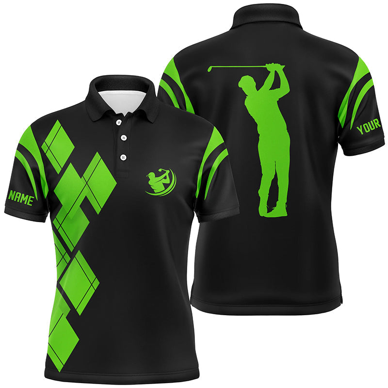 Black and green argyle pattern Mens golf polo shirts custom team golf shirt for men NQS7402