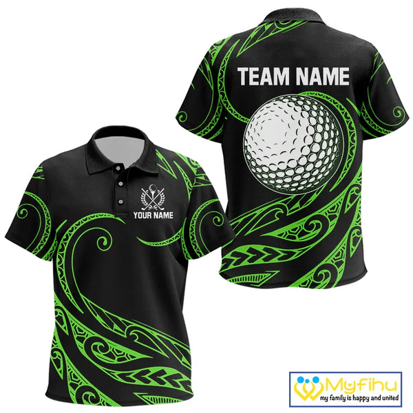 Black and Green Tribal Pattern Golf Ball Kid Golf Polo Shirts custom unique Kid golf apparel NQS9820