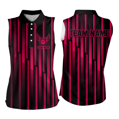 Black and Pink neon light pattern Bowling sleeveless polo Shirt Custom Team Bowling Jersey NQS9106