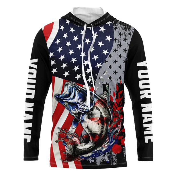 American Flag Bass Fishing Custom patriotic performance Fishing Shirts Bass fishing jerseys NQS9111