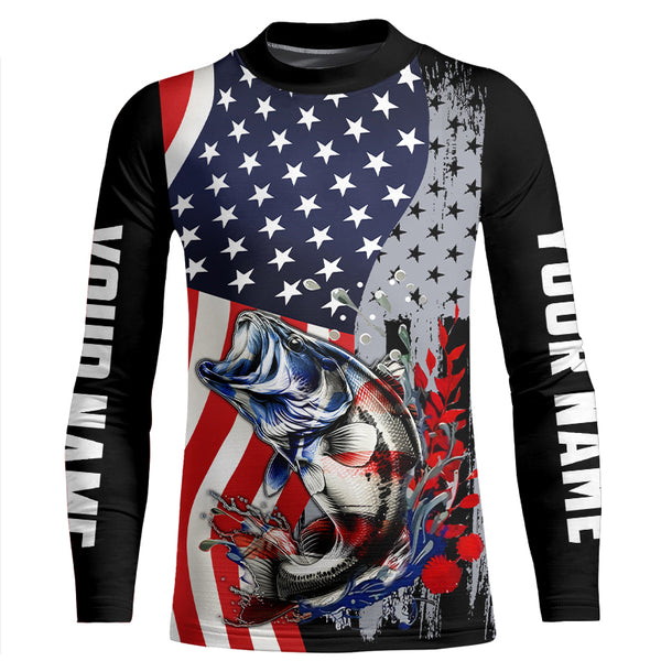 American Flag Bass Fishing Custom patriotic performance Fishing Shirts Bass fishing jerseys NQS9111