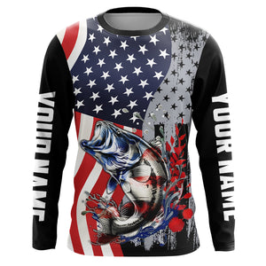 American Flag Bass Fishing Custom patriotic performance Fishing Shirts Bass fishing jerseys NQS9111