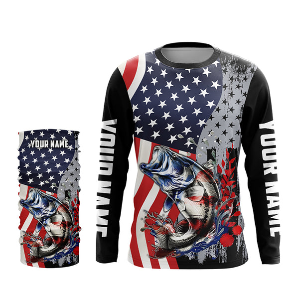 American Flag Bass Fishing Custom patriotic performance Fishing Shirts Bass fishing jerseys NQS9111