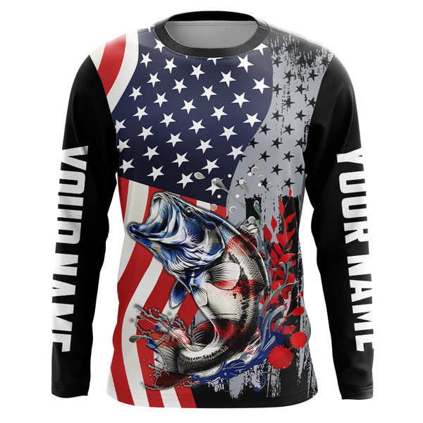 American Flag Bass Fishing Custom patriotic performance Fishing Shirts Bass fishing jerseys NQS9111