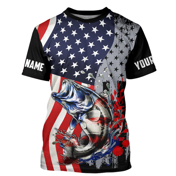 American Flag Bass Fishing Custom patriotic performance Fishing Shirts Bass fishing jerseys NQS9111