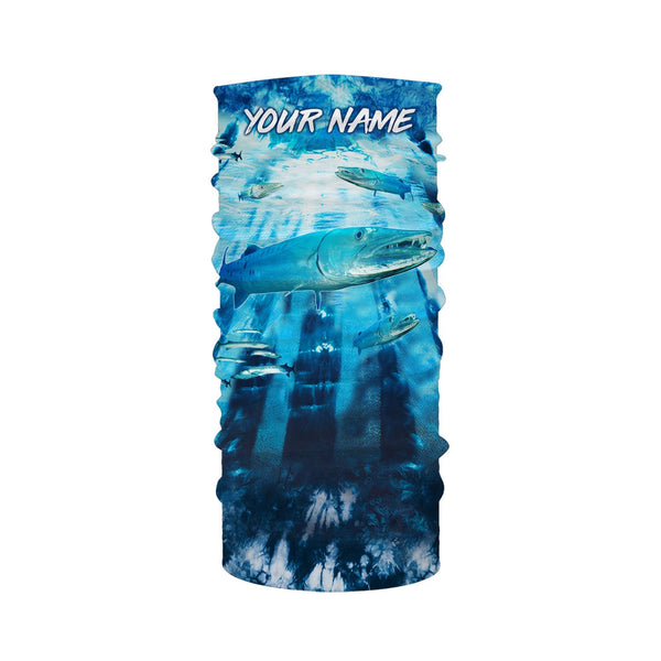 Great Barracuda Fishing blue tie dye Custom name fishing shirts for men, custom fishing apparel NQS3138