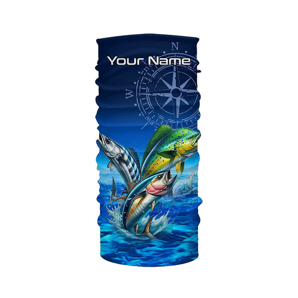 Personalized Mahi Mahi, Wahoo, Tuna Blue Performance Fishing Shirt, compass offshore tournament Shirts NQS5866