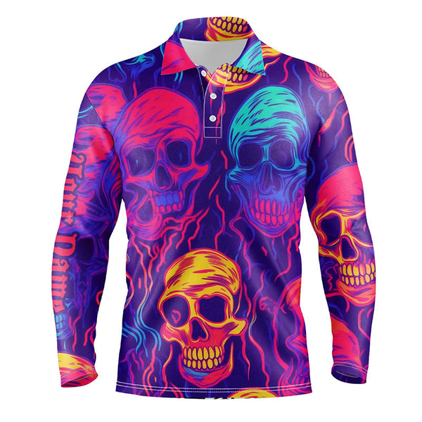 Colorful neon skull pattern Mens golf polo shirt custom men's golf shirts, best golf gifts for men NQS6520