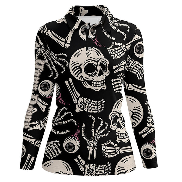 Skull bone pattern Womens golf polo shirts custom golf tops for women, best golf gifts NQS6521